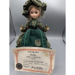 Vintage Bradley Dolls Casey 1983 Collector Doll w/ COA Green Dress Bonnet